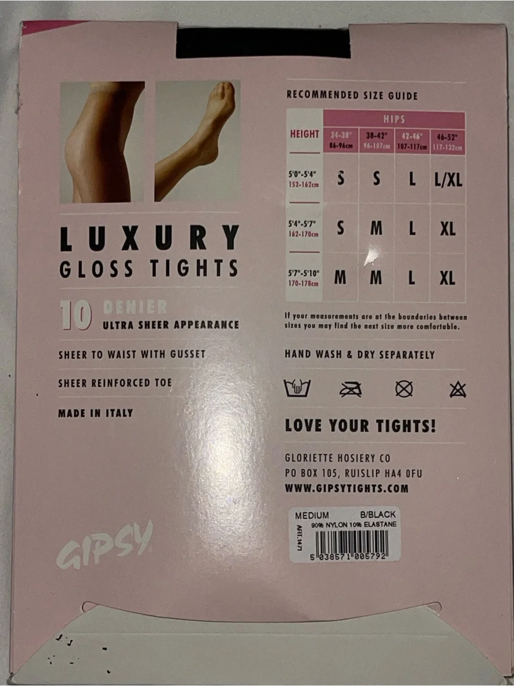 GIPSY Barely Black 10 Denier Gloss Tights Sz: M SKU: 0914-17